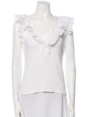 Veronica Beard ruffle sleeveless ribbed tank top